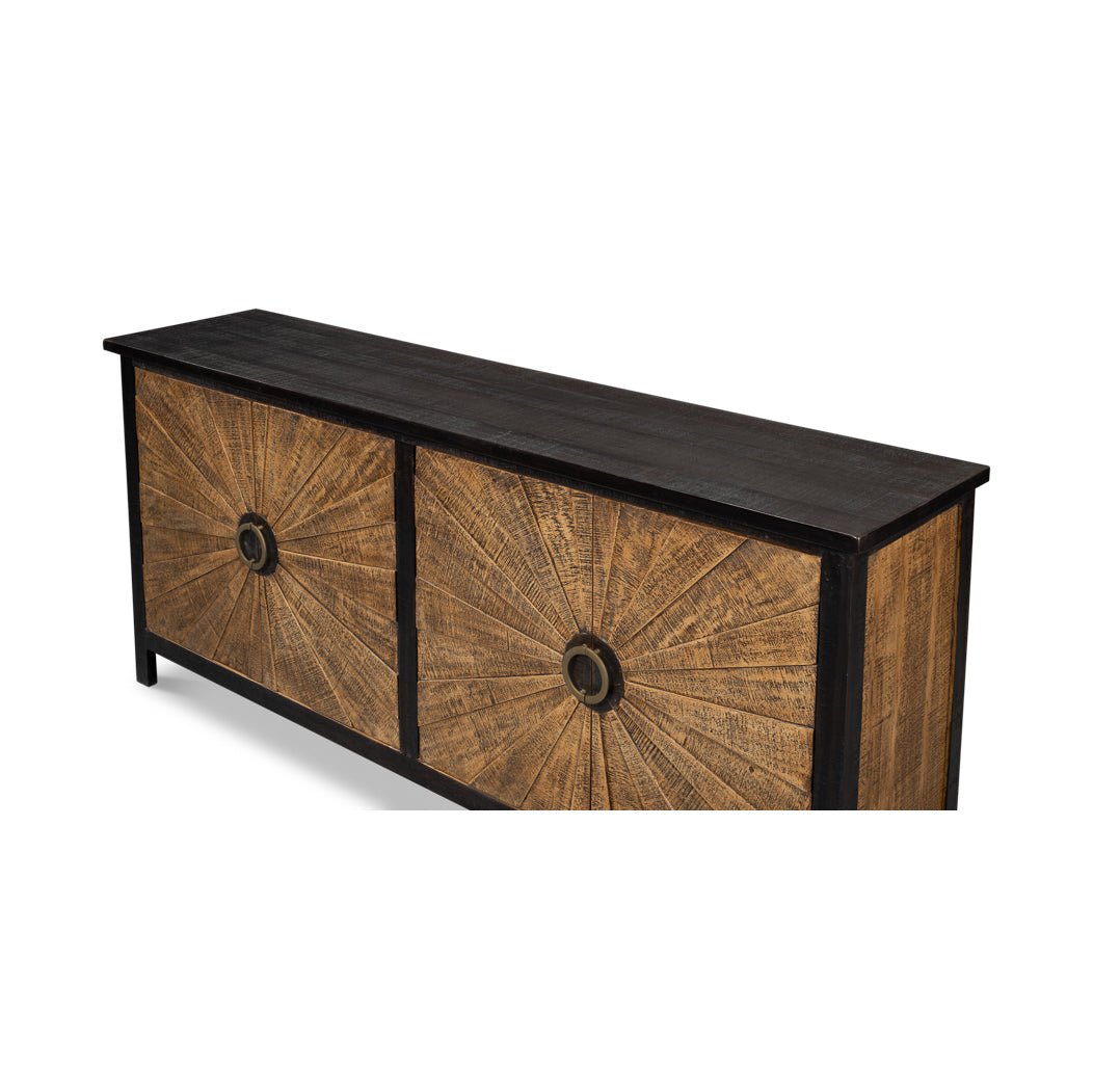 Sunburst Wood Sideboard - English Georgian America