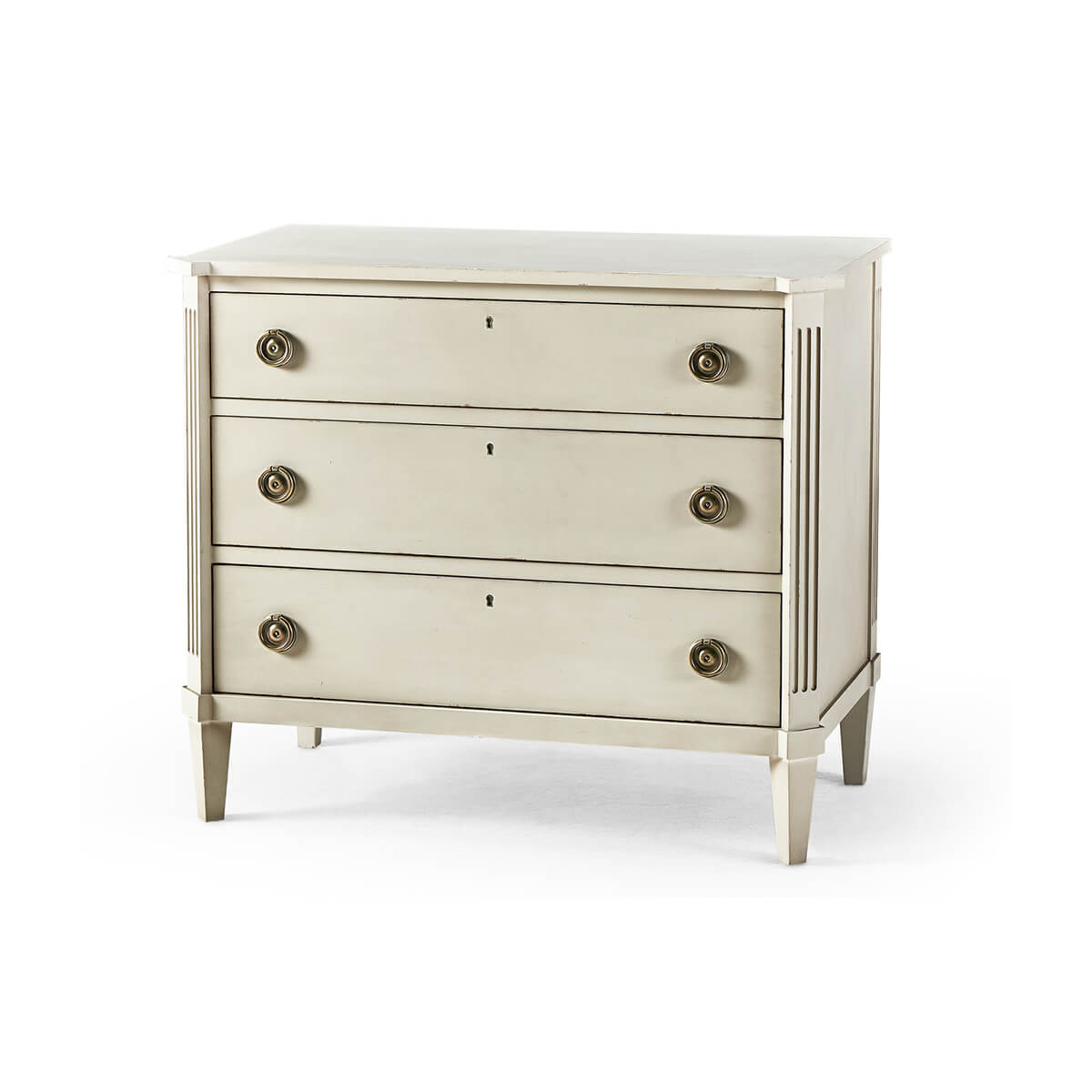 Swedish Painted Commode - 38&quot; - Antiqued White - English Georgian America