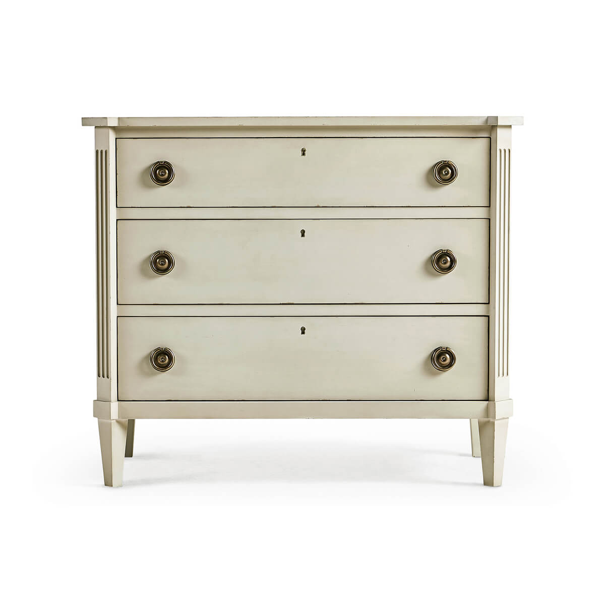 Swedish Painted Commode - 38&quot; - Antiqued White - English Georgian America