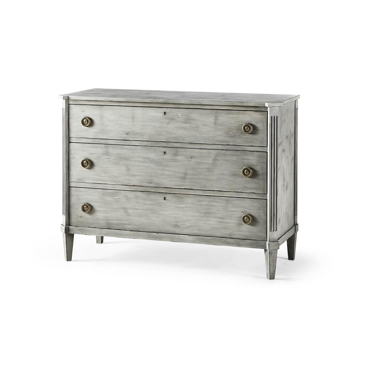 Swedish Painted Commode - 48&quot; - Antiqued Grey - English Georgian America