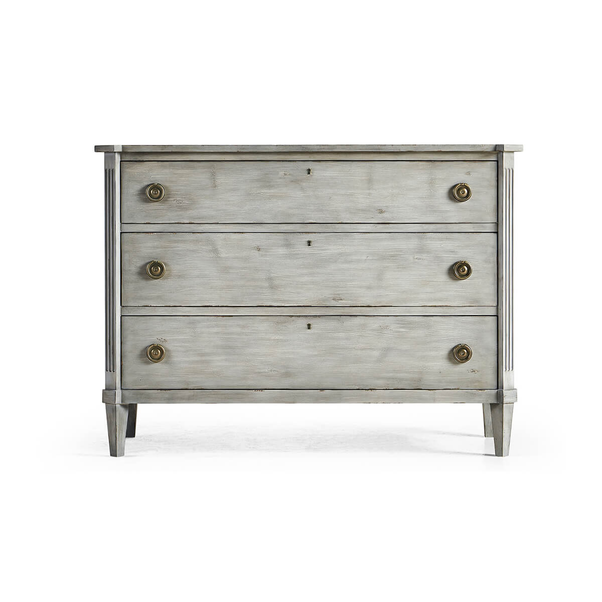 Swedish Painted Commode - 48&quot; - Antiqued Grey - English Georgian America
