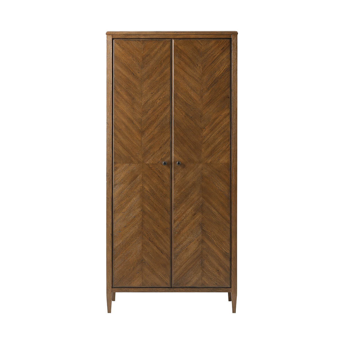 Tall Dark Oak Two Door Cabinet - English Georgian America