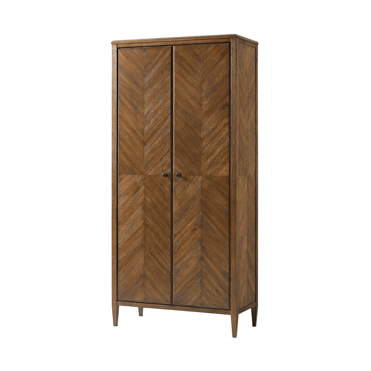 Tall Dark Oak Two Door Cabinet - English Georgian America