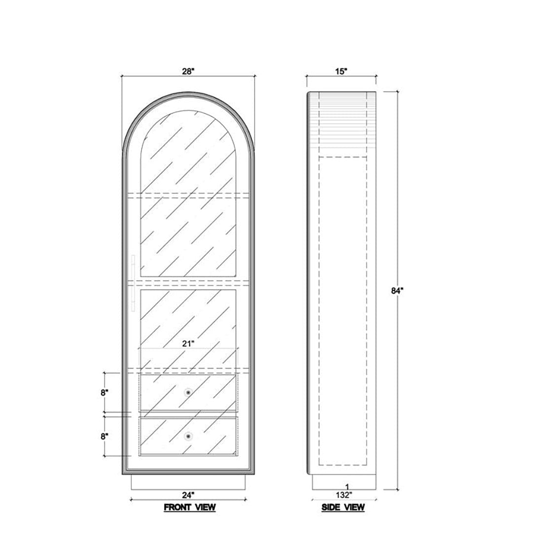 Tall Glass Door Display Cabinet - English Georgian America