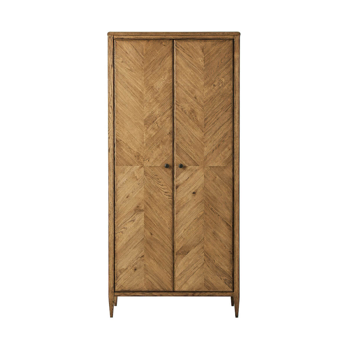 Tall Light Oak Two Door Cabinet - English Georgian America