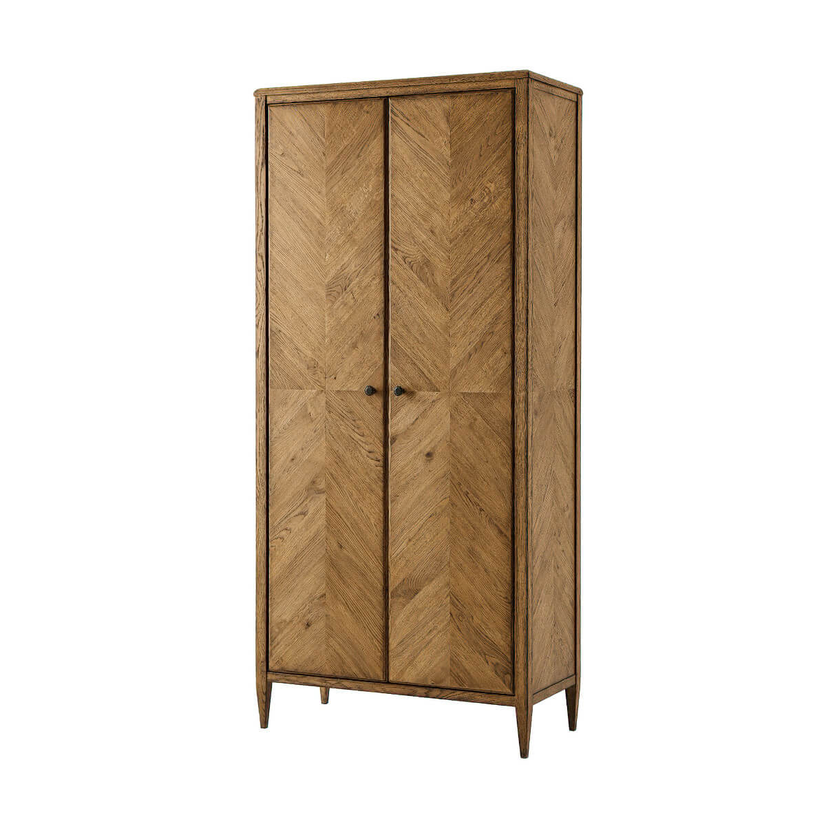 Tall Light Oak Two Door Cabinet - English Georgian America