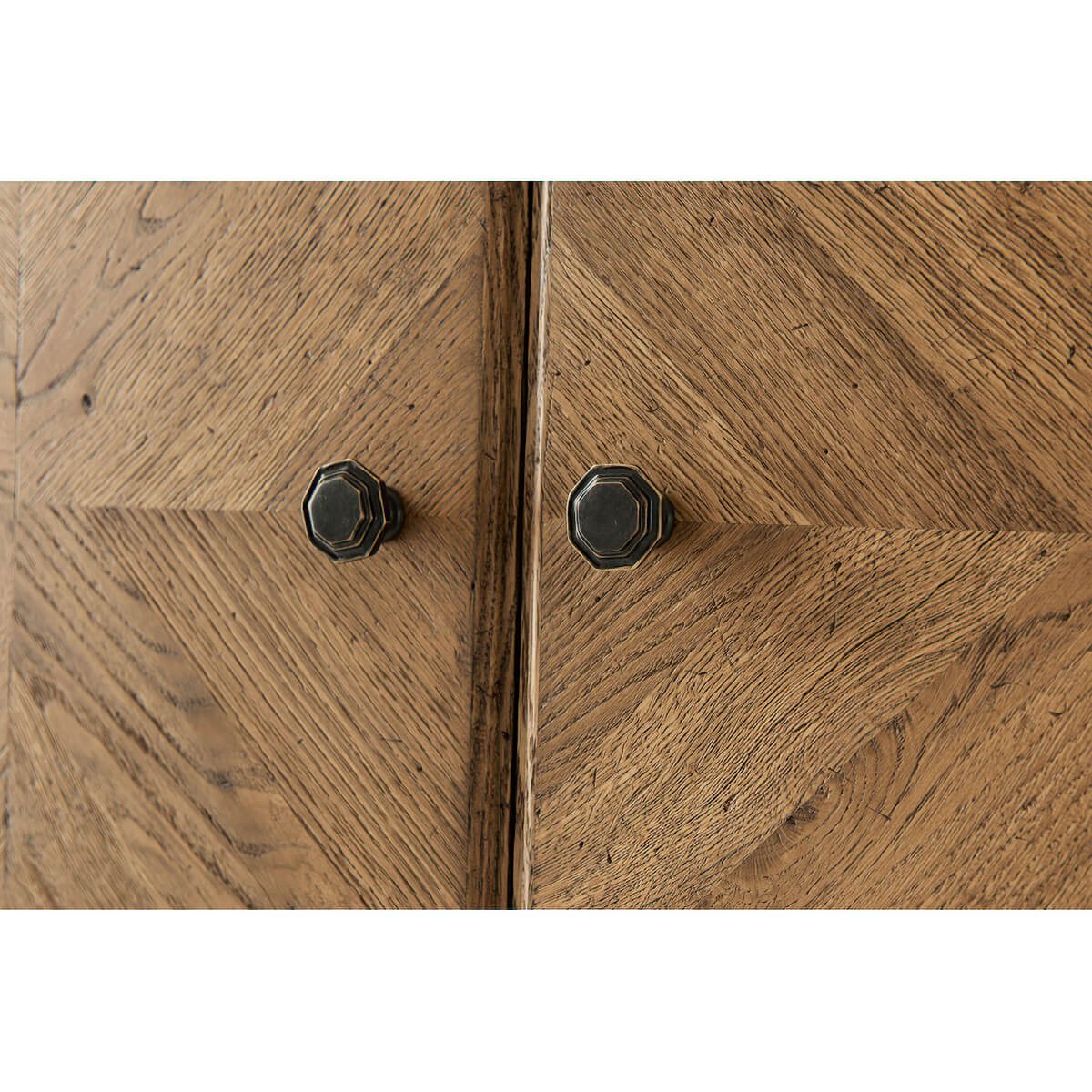 Tall Light Oak Two Door Cabinet - English Georgian America