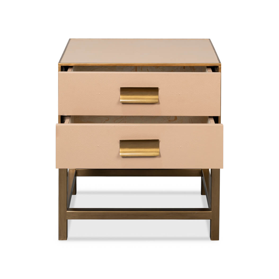 Tan Leather Modern End Table - English Georgian America