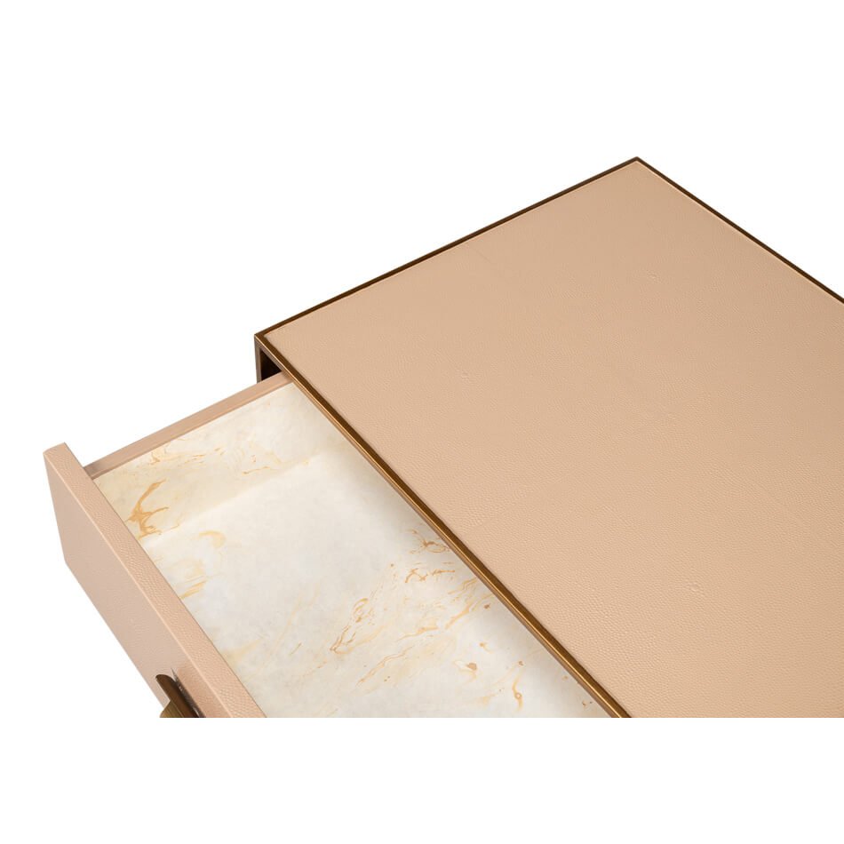 Tan Leather Modern End Table - English Georgian America