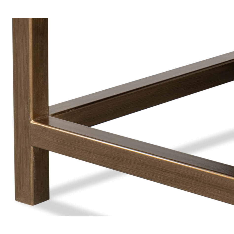 Tan Leather Modern End Table - English Georgian America