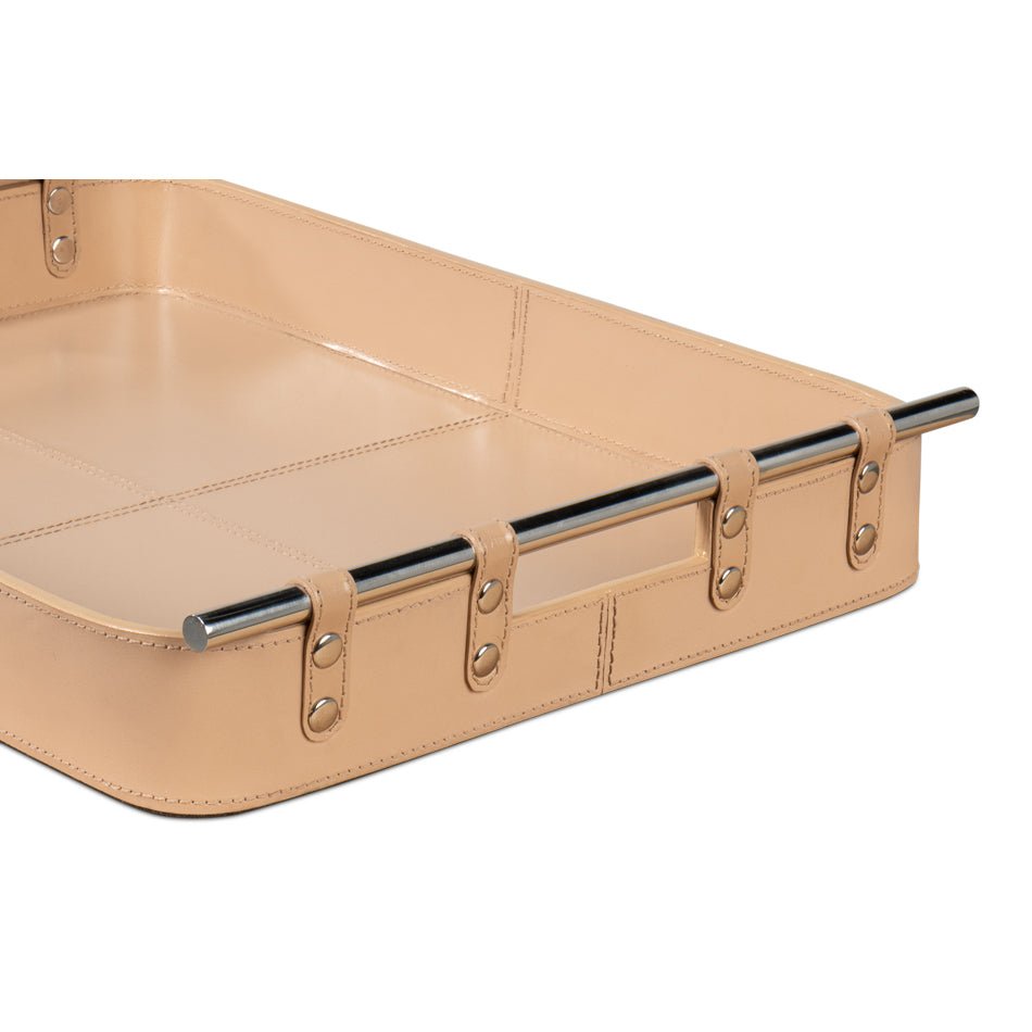 Tan Leather Tray - English Georgian America
