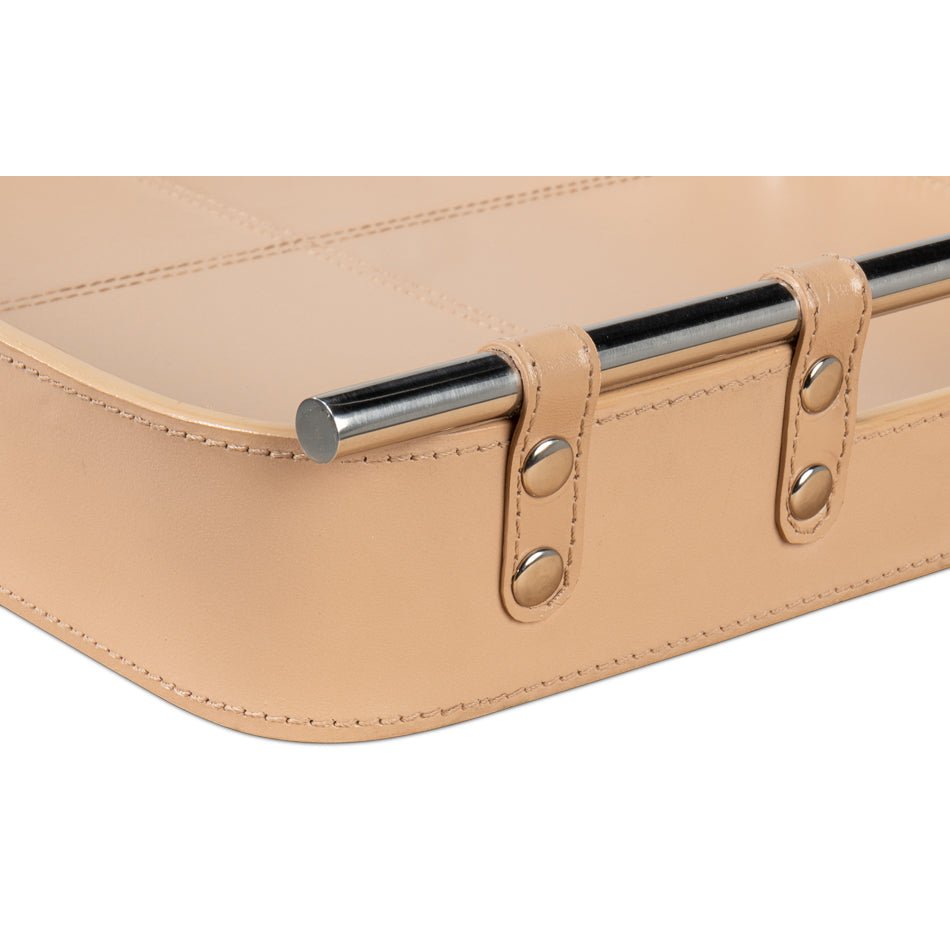 Tan Leather Tray - English Georgian America