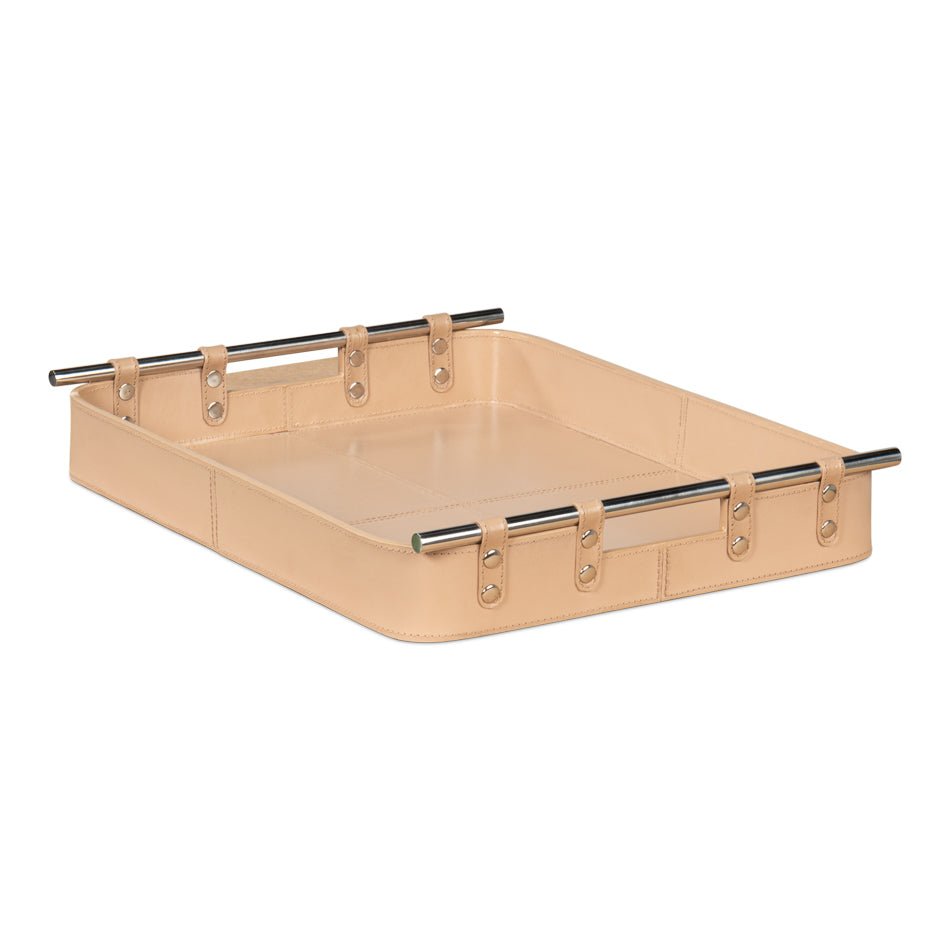 Tan Leather Tray - English Georgian America