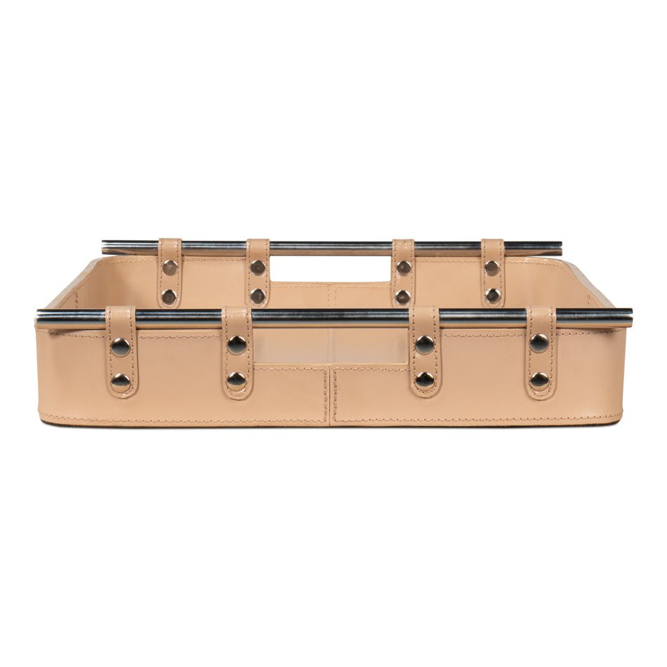 Tan Leather Tray - English Georgian America