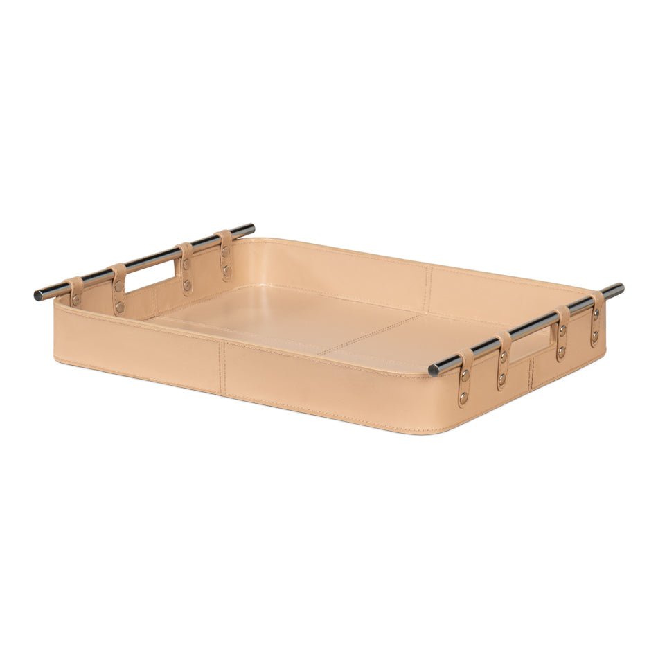 Tan Leather Tray - English Georgian America