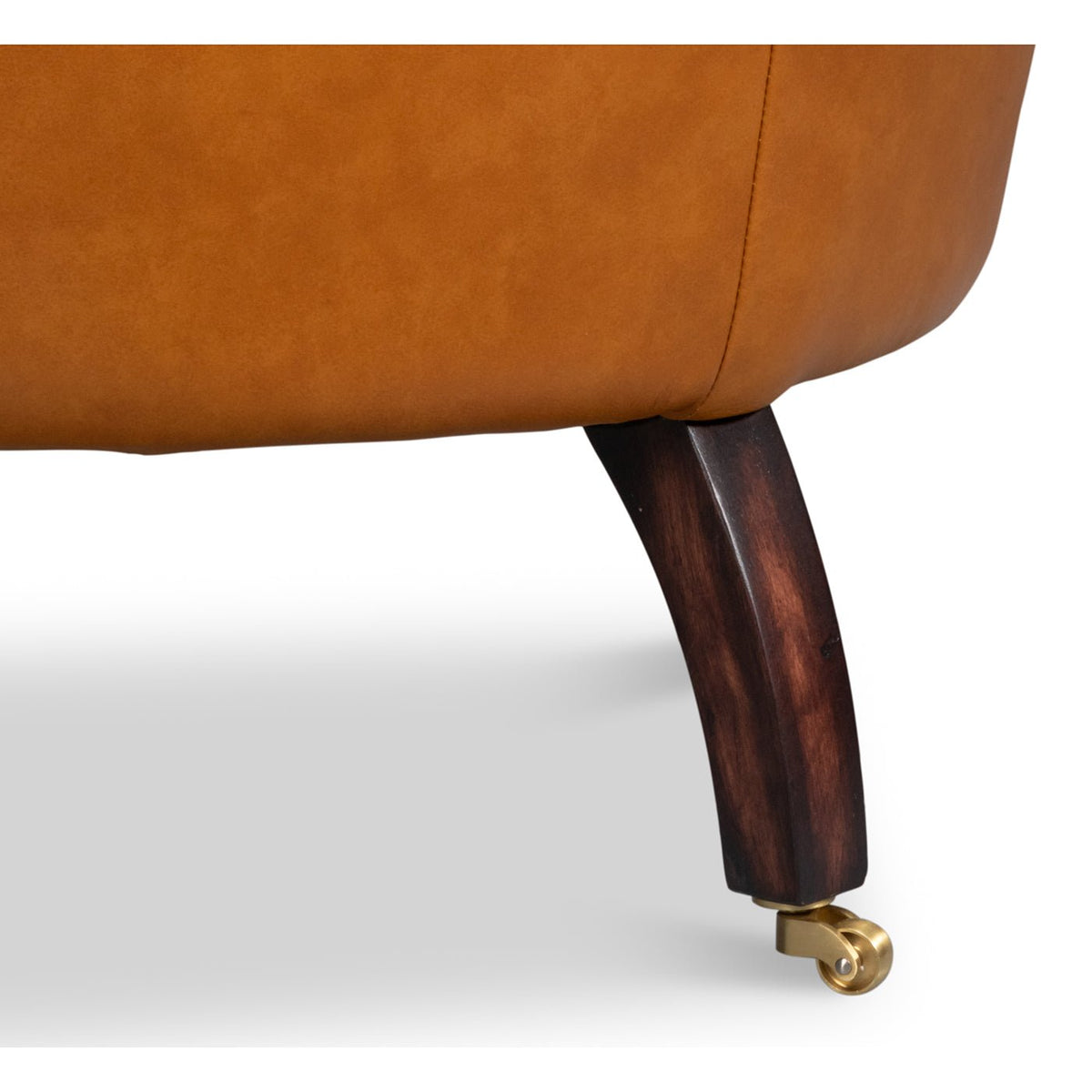 Tan Saddle Leather Barrel Back Chair - English Georgian America
