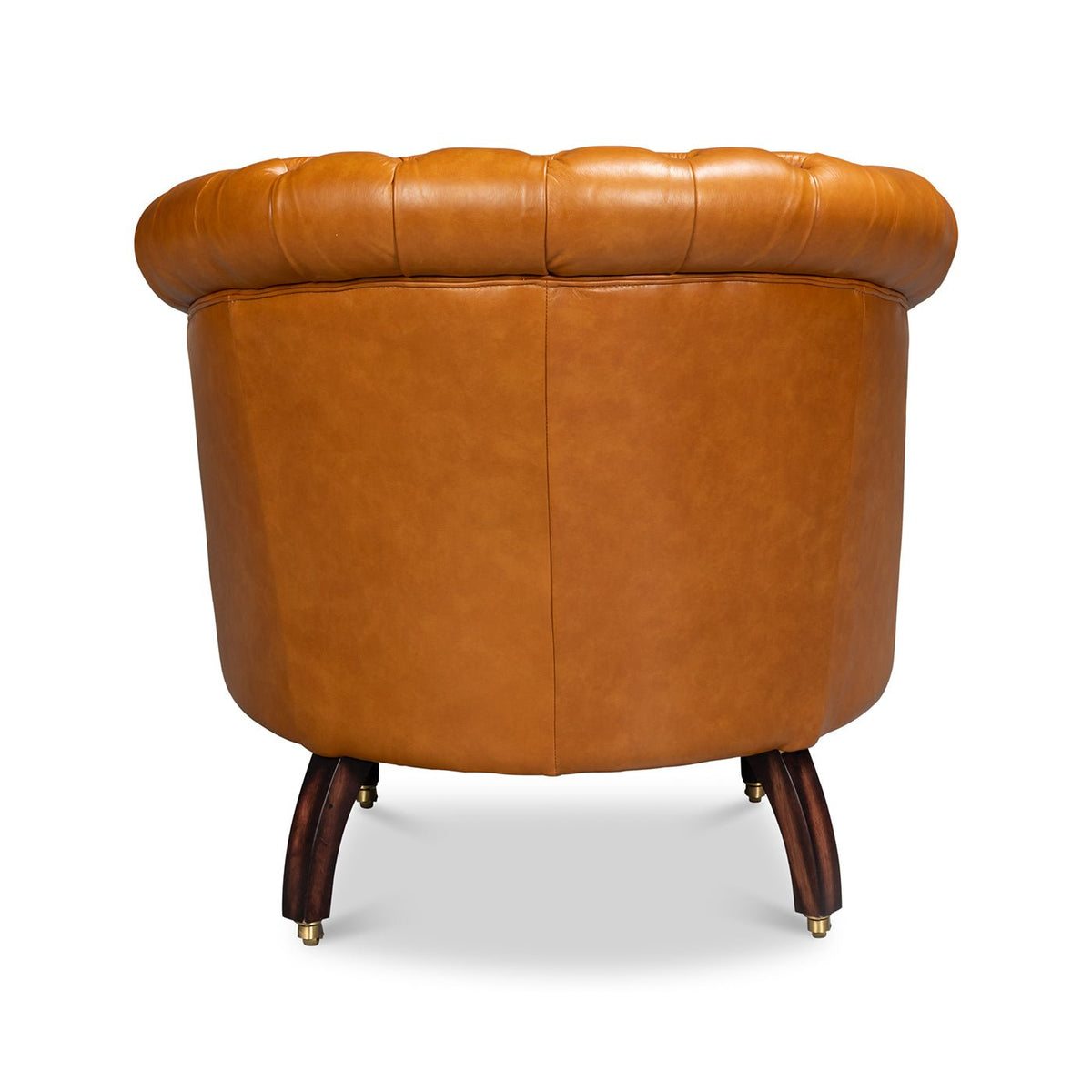 Tan Saddle Leather Barrel Back Chair - English Georgian America