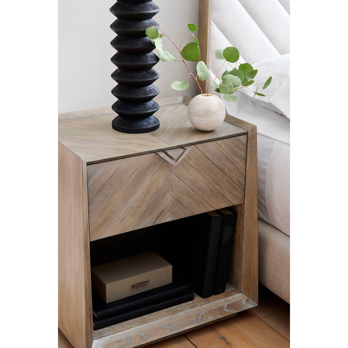 Tapered Ash Modern Nightstand - English Georgian America