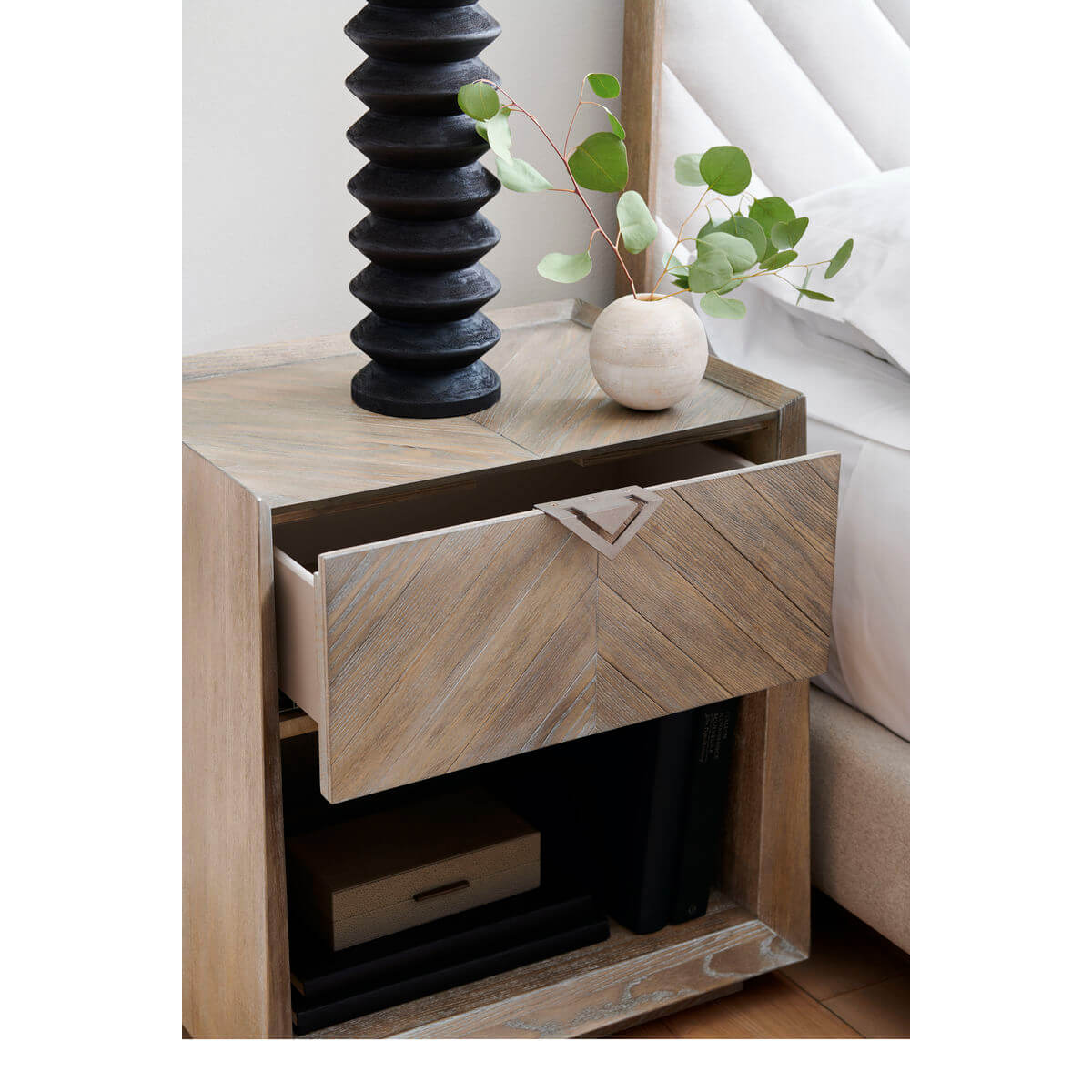 Tapered Ash Modern Nightstand - English Georgian America