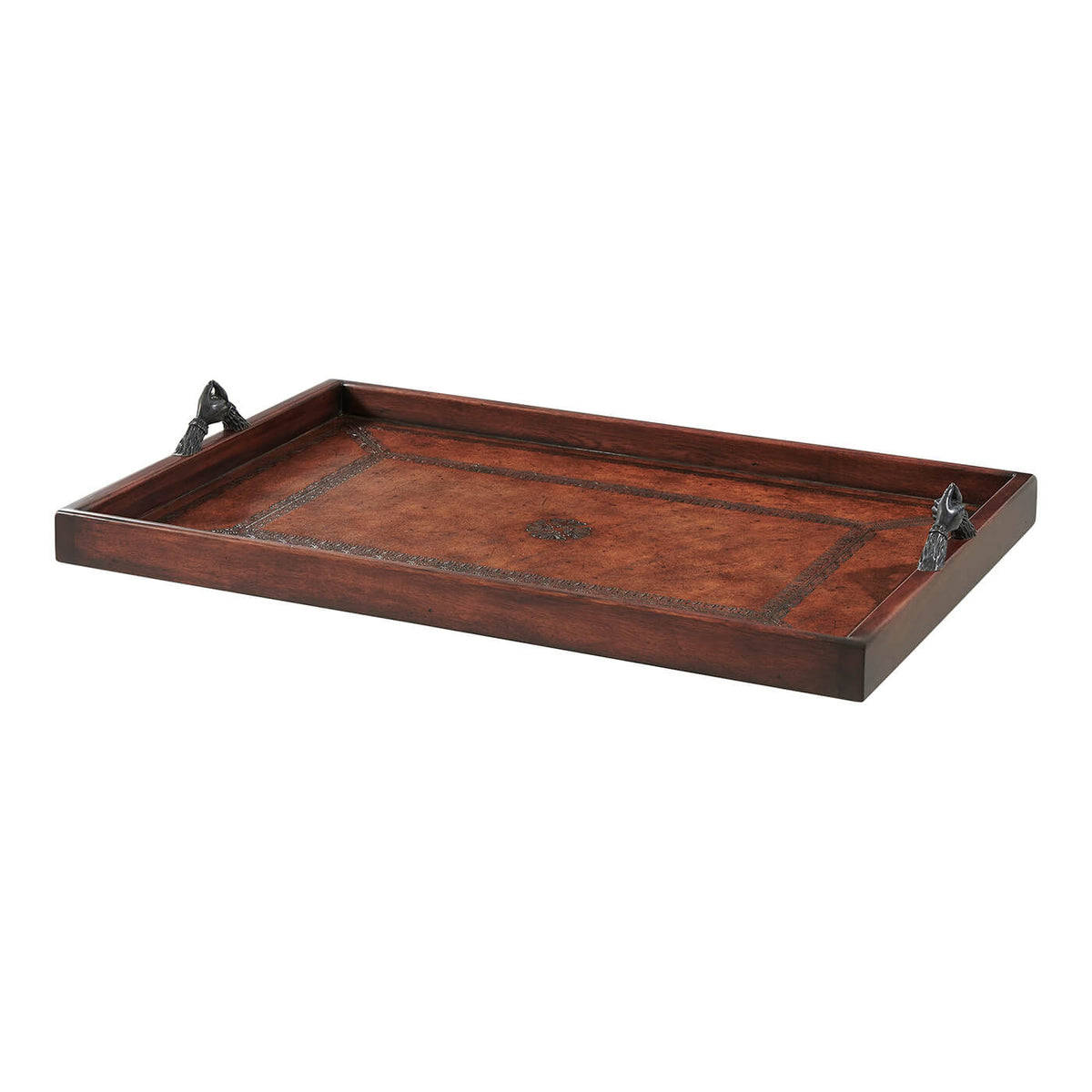 Tooled Leather Serving Tray - English Georgian America