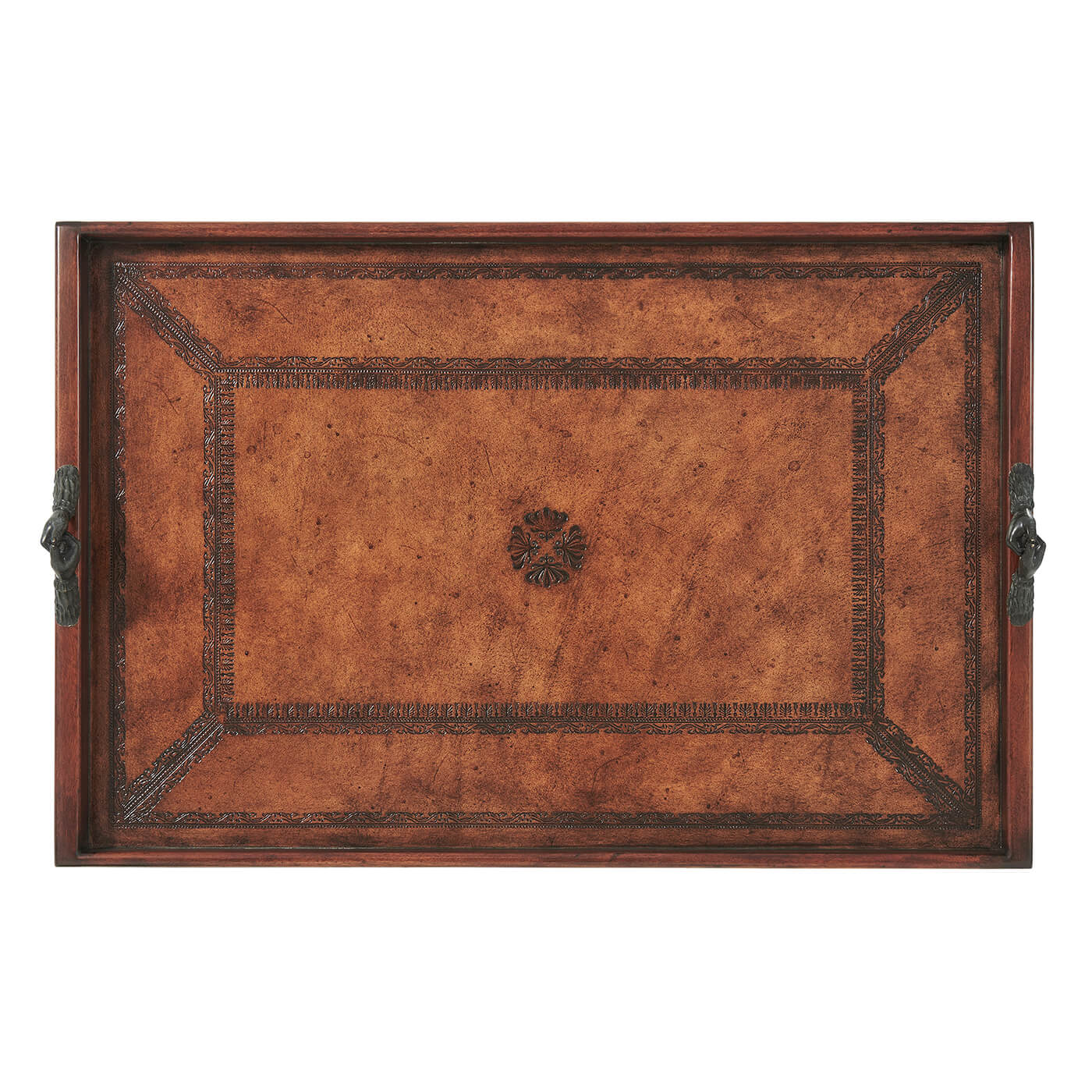 Tooled Leather Serving Tray - English Georgian America