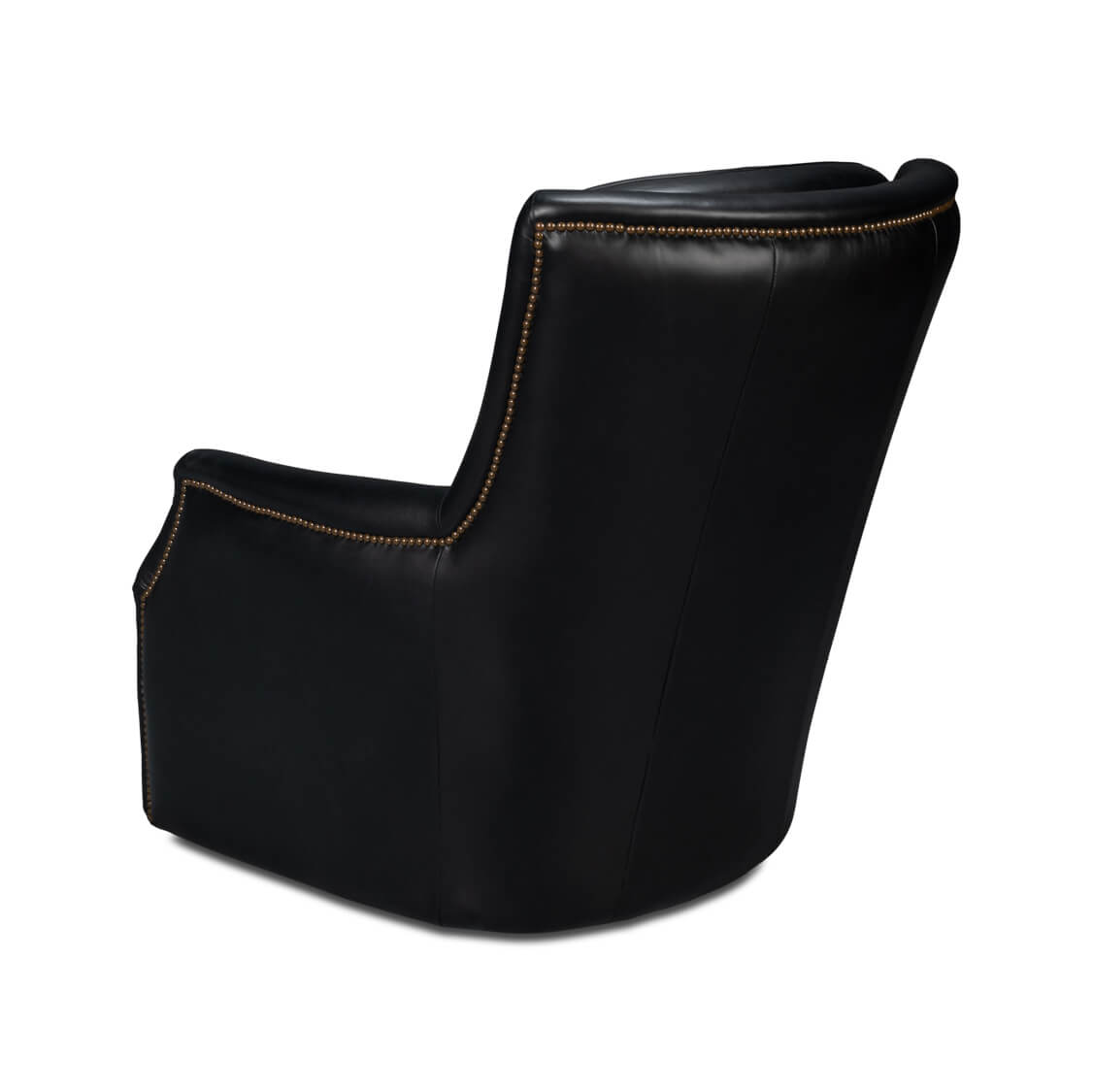Traditional Black Leather Swivel Chair - English Georgian America