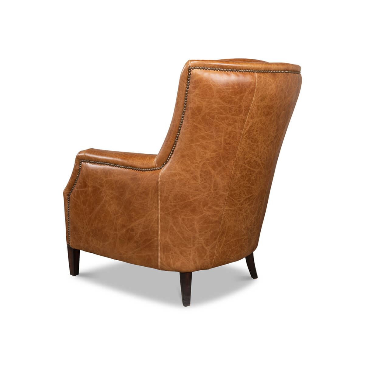 Traditional Brown Leather Armchair - English Georgian America