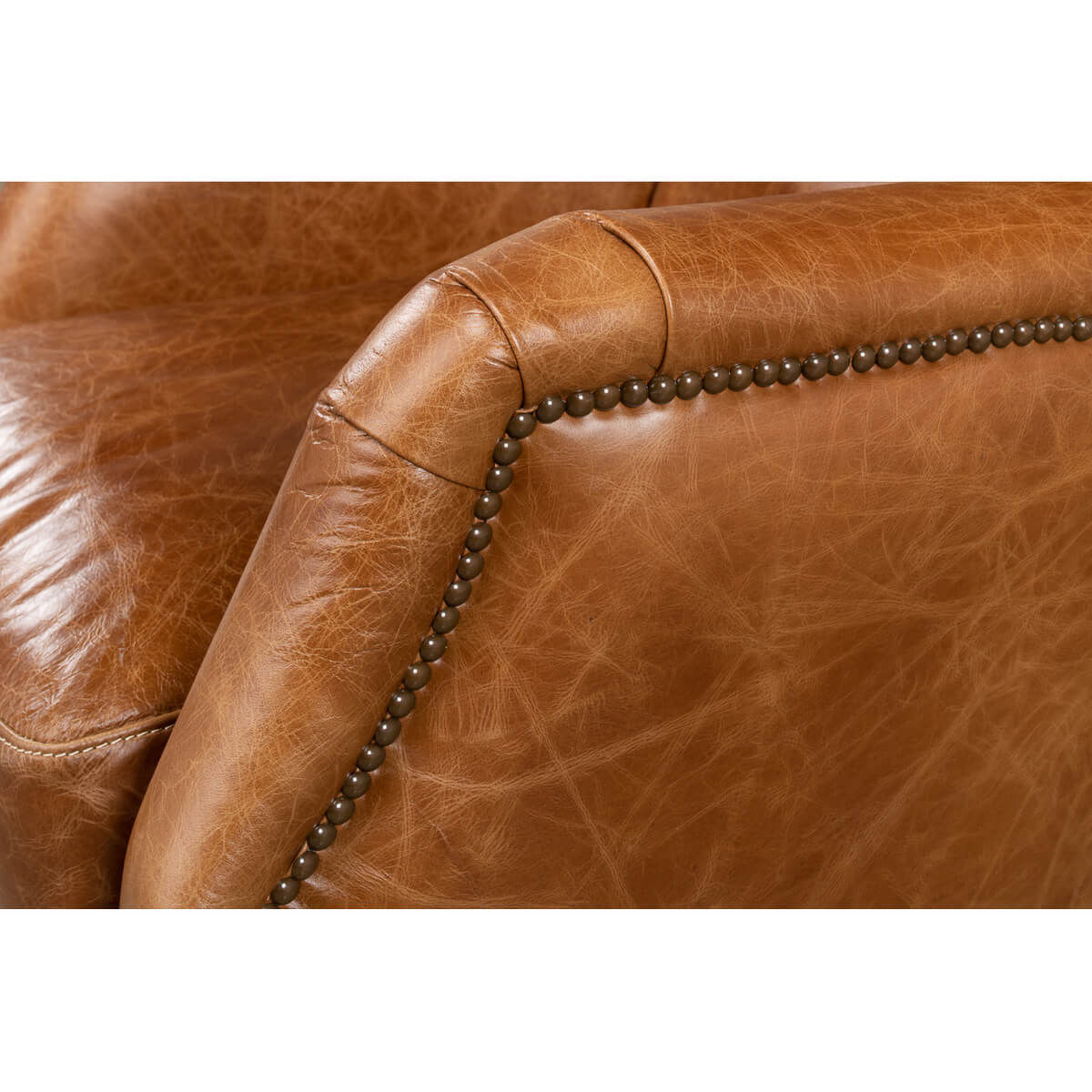 Traditional Brown Leather Armchair - English Georgian America