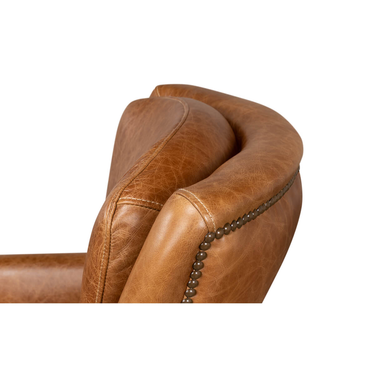 Traditional Brown Leather Armchair - English Georgian America