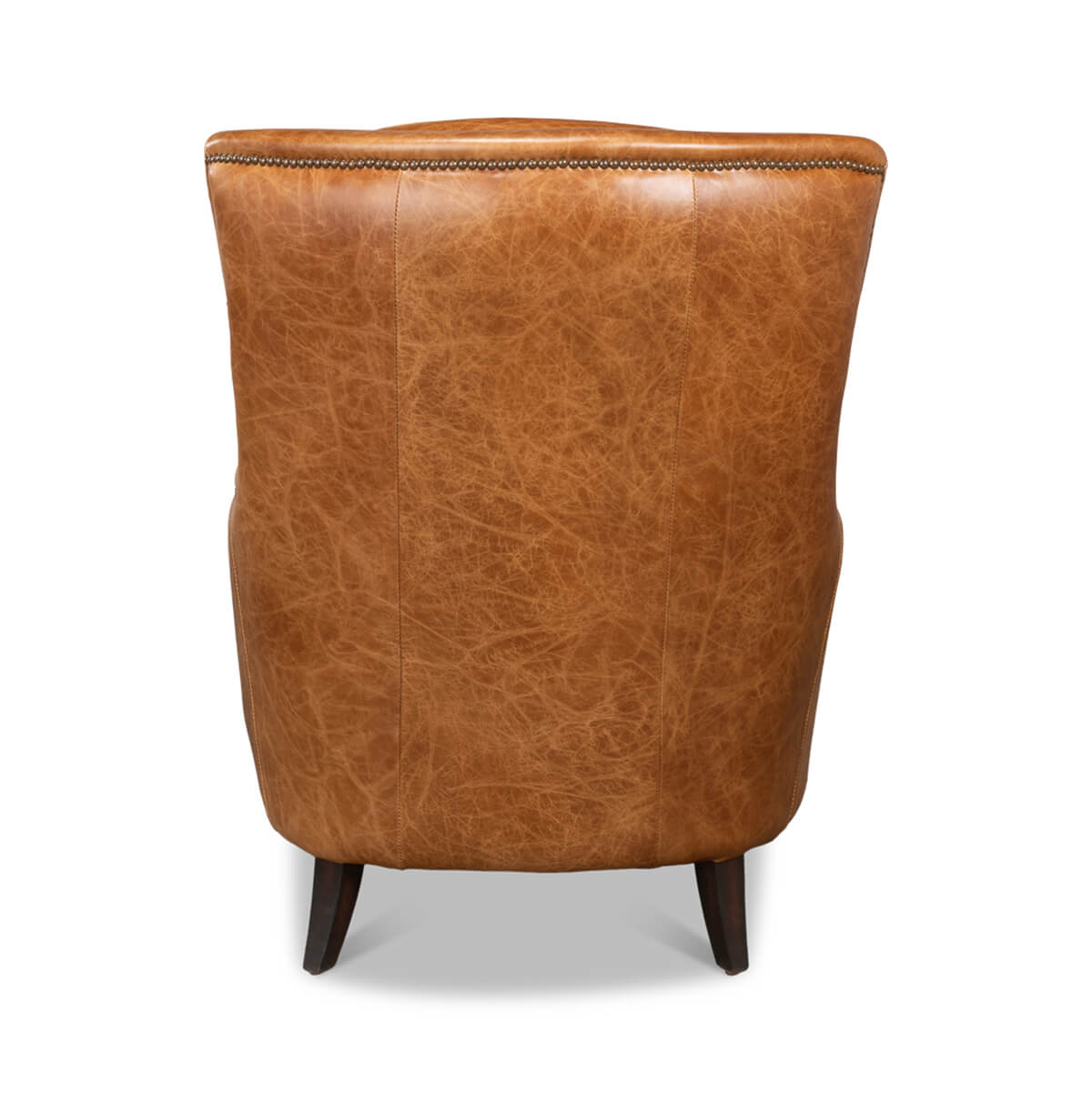 Traditional Brown Leather Armchair - English Georgian America