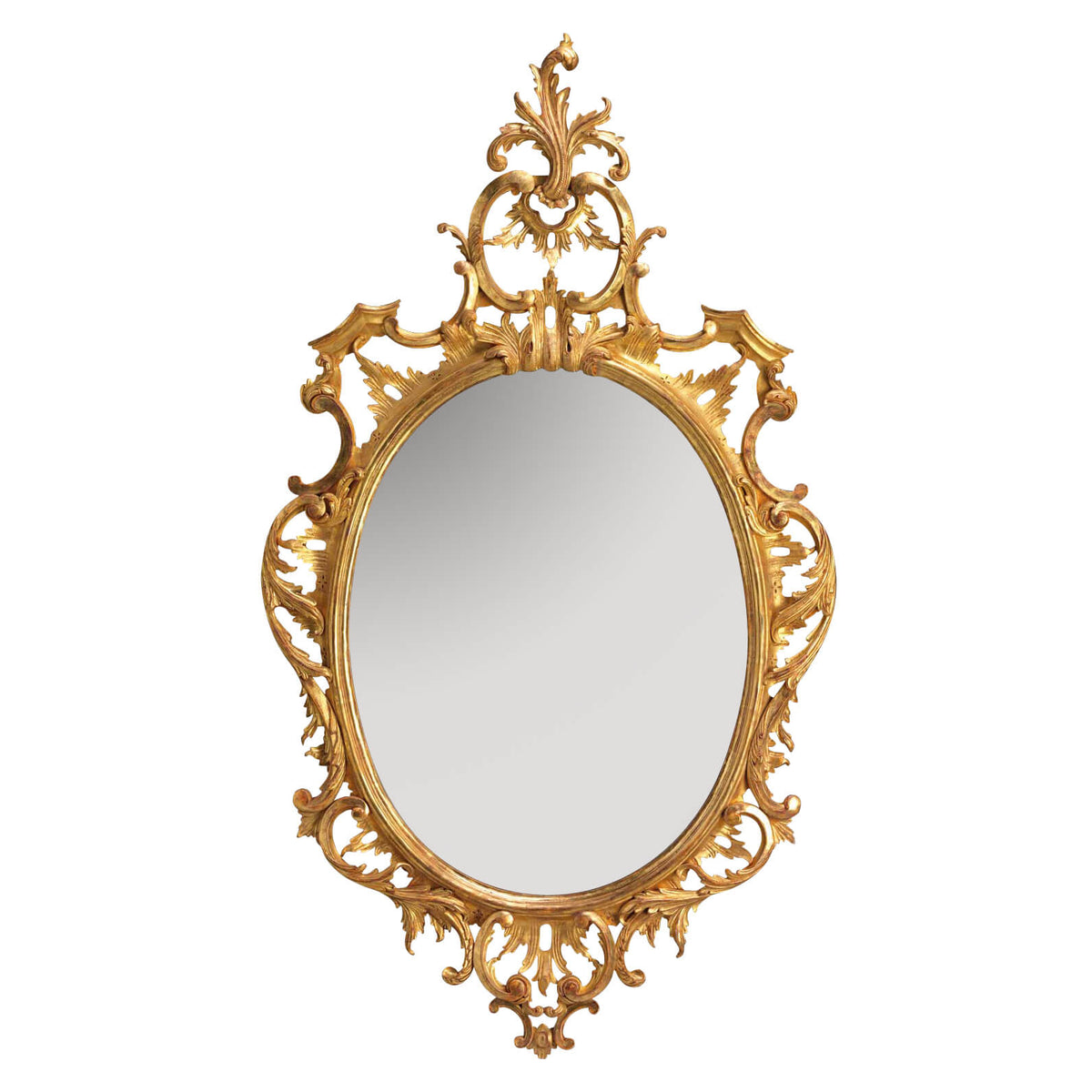 Traditional Chippendale Oval Mirror - English Georgian America