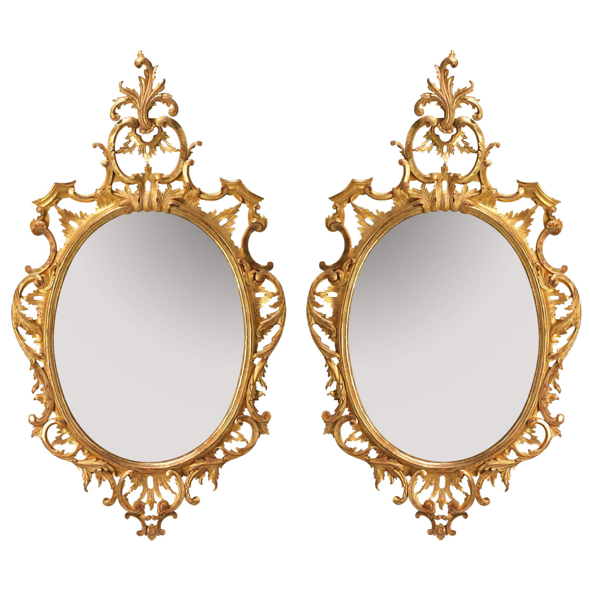 Traditional Chippendale Oval Mirror - English Georgian America