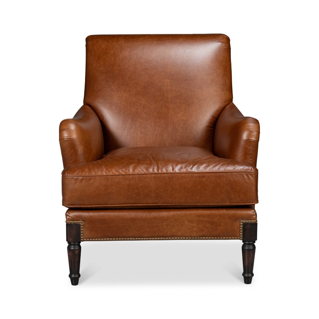 Traditional Leather Club Chair - English Georgian America