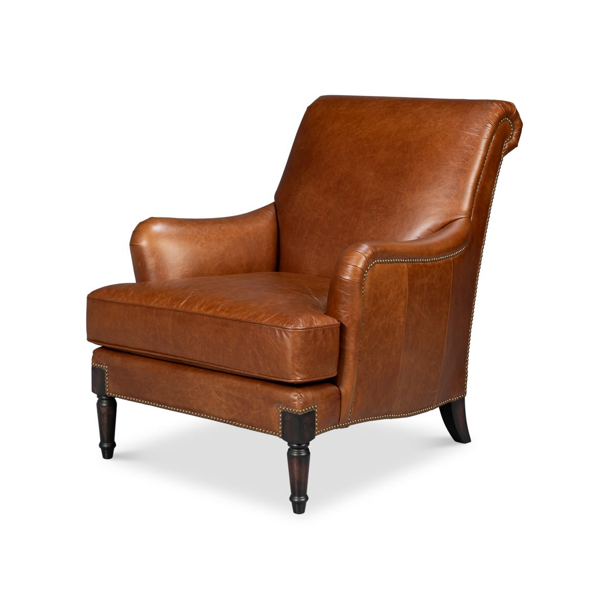Traditional Leather Club Chair - English Georgian America