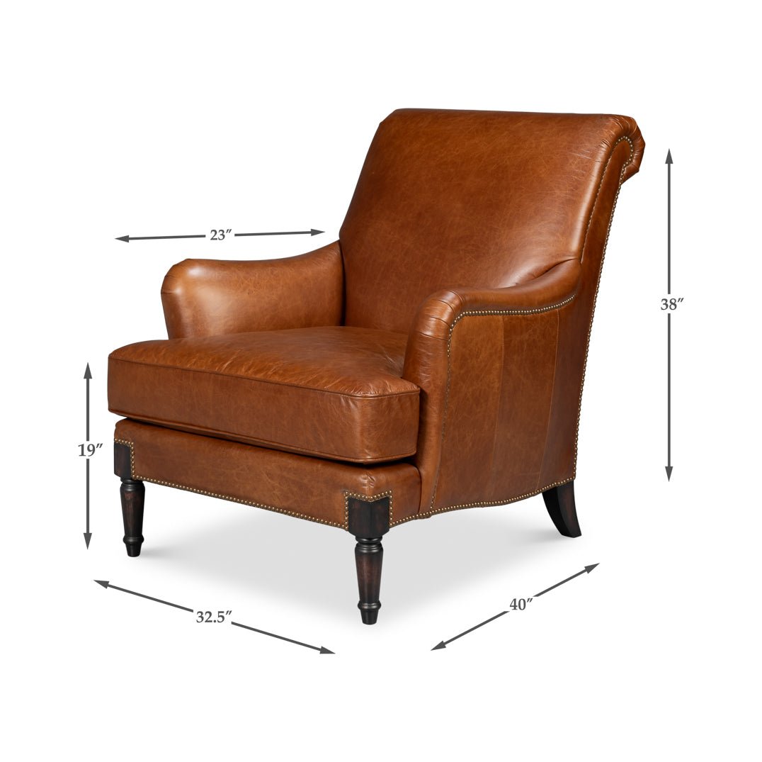 Traditional Leather Club Chair - English Georgian America