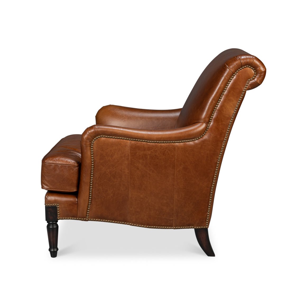 Traditional Leather Club Chair - English Georgian America