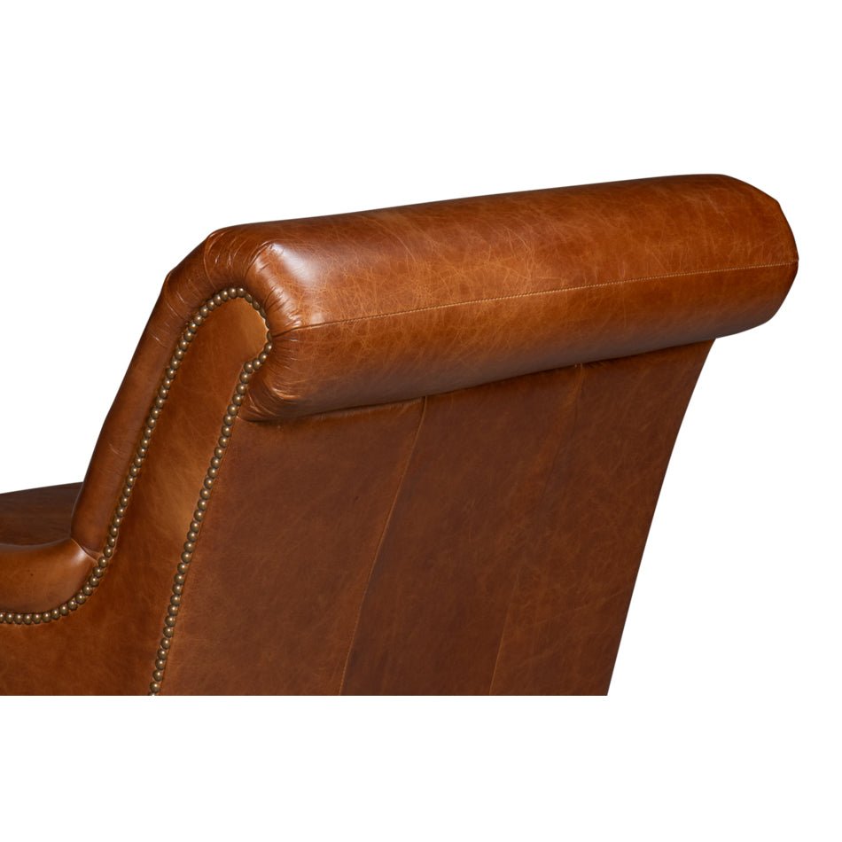 Traditional Leather Club Chair - English Georgian America