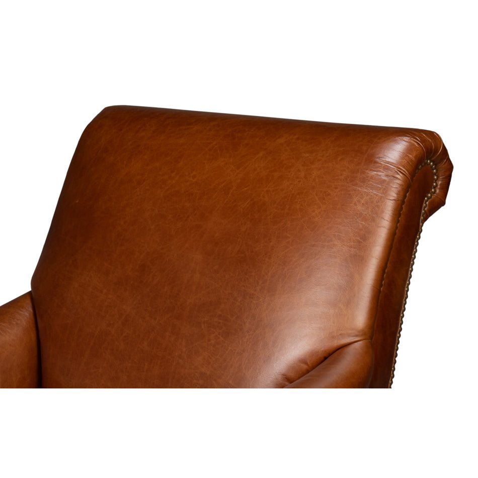 Traditional Leather Club Chair - English Georgian America
