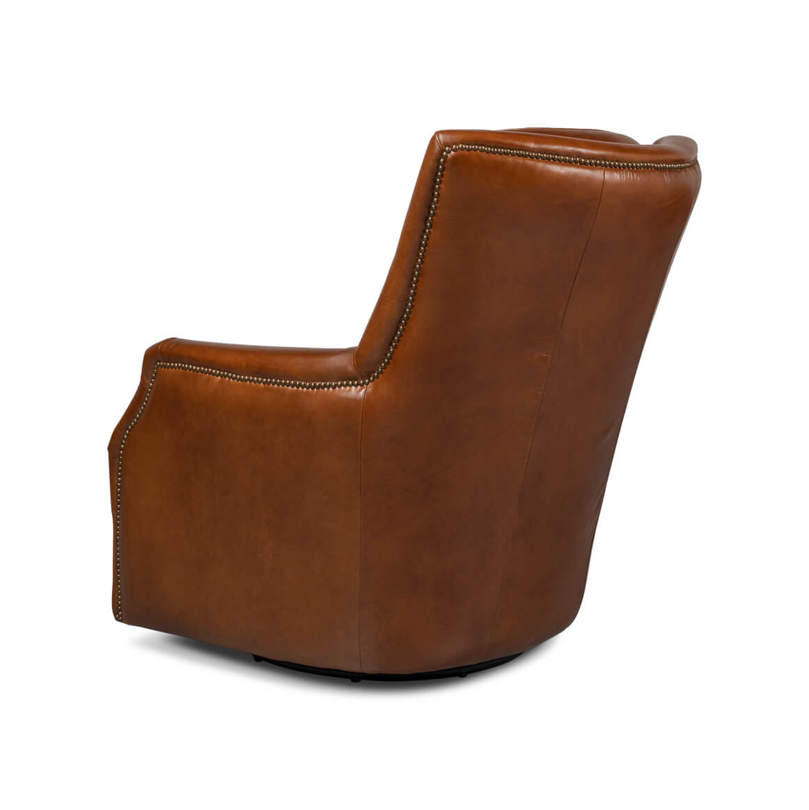 Traditional Leather Swivel Chair - English Georgian America