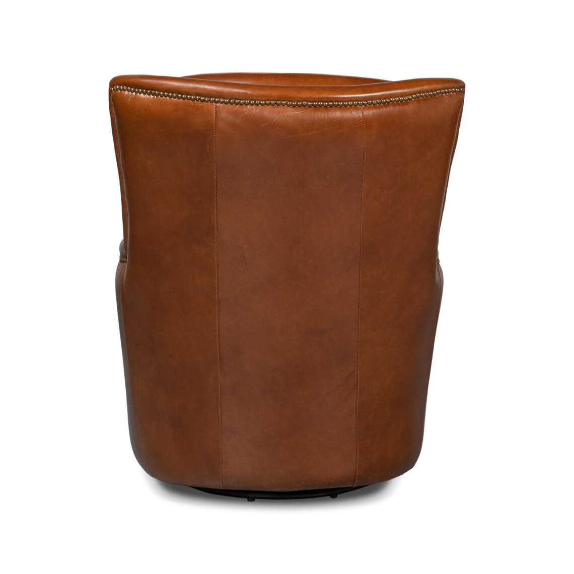 Traditional Leather Swivel Chair - English Georgian America