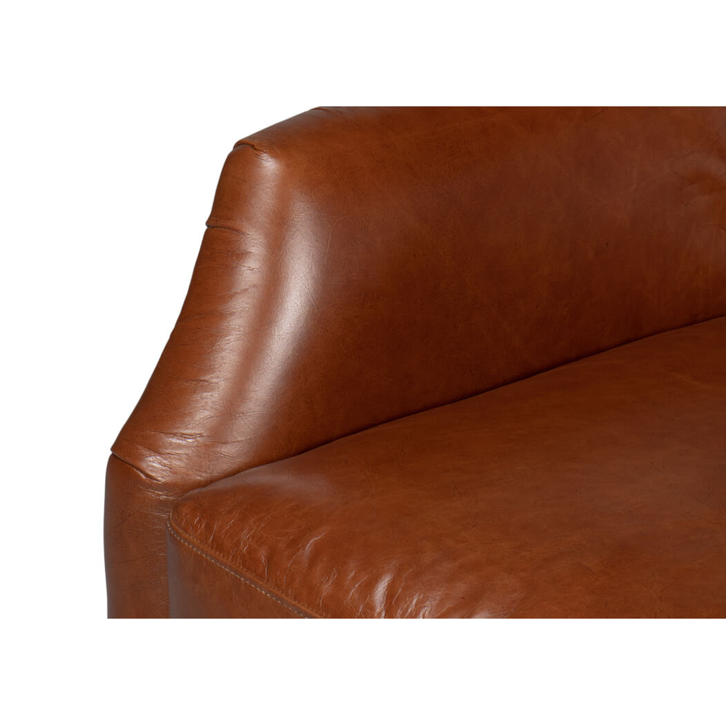 Traditional Leather Swivel Chair - English Georgian America
