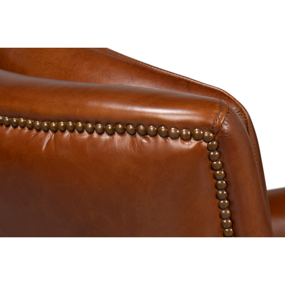 Traditional Leather Swivel Chair - English Georgian America
