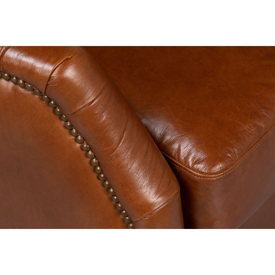 Traditional Leather Swivel Chair - English Georgian America