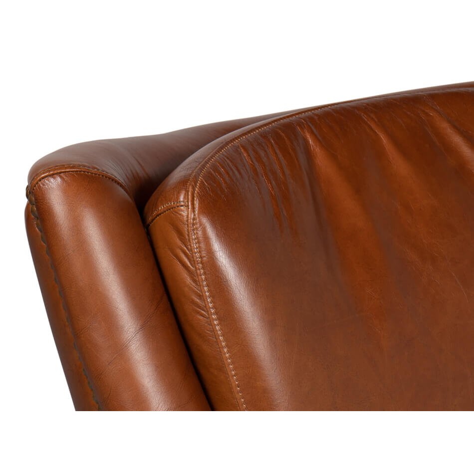 Traditional Leather Swivel Chair - English Georgian America
