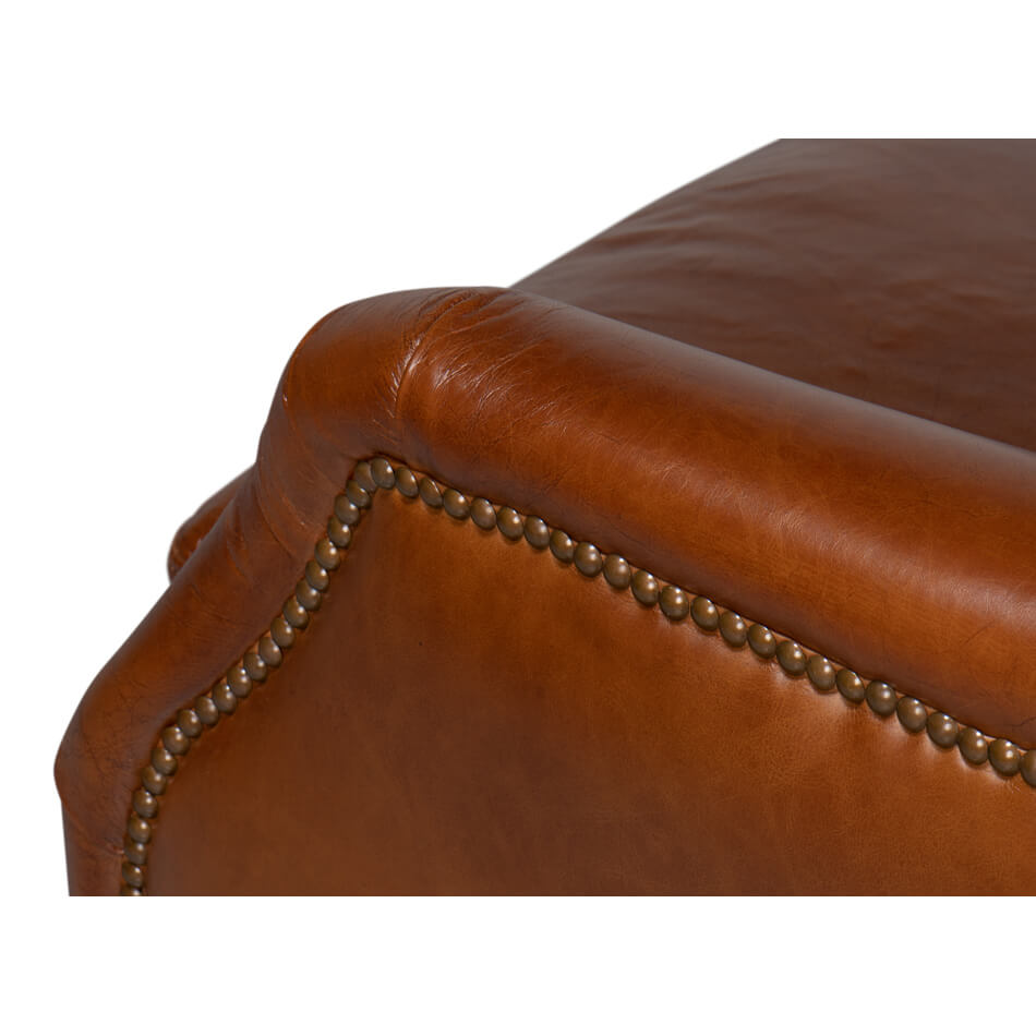 Traditional Leather Swivel Chair - English Georgian America