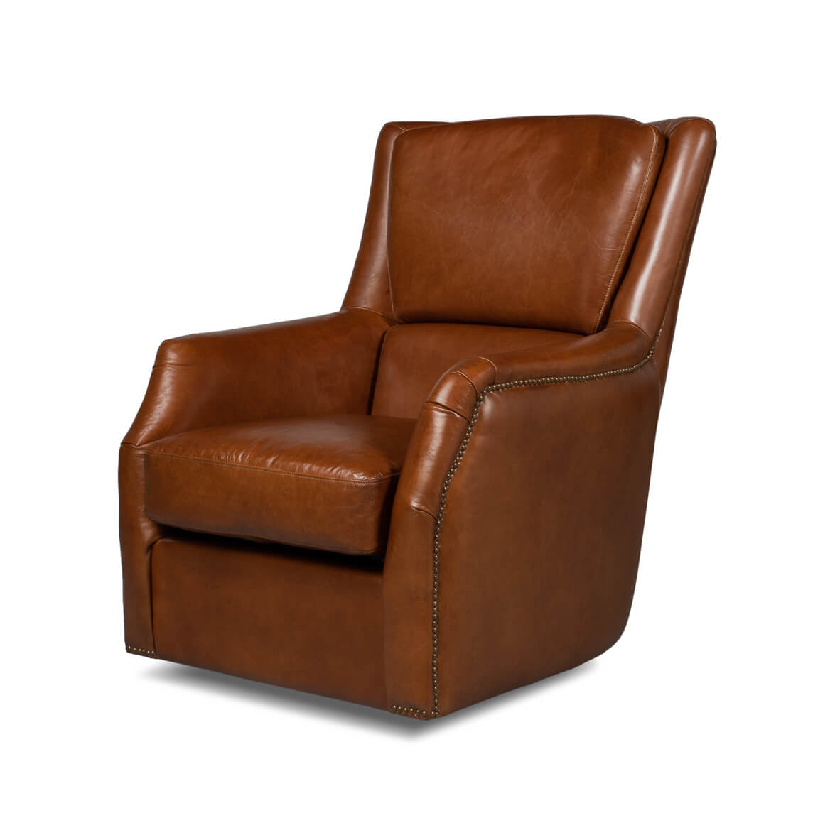 Traditional Leather Swivel Chair - English Georgian America