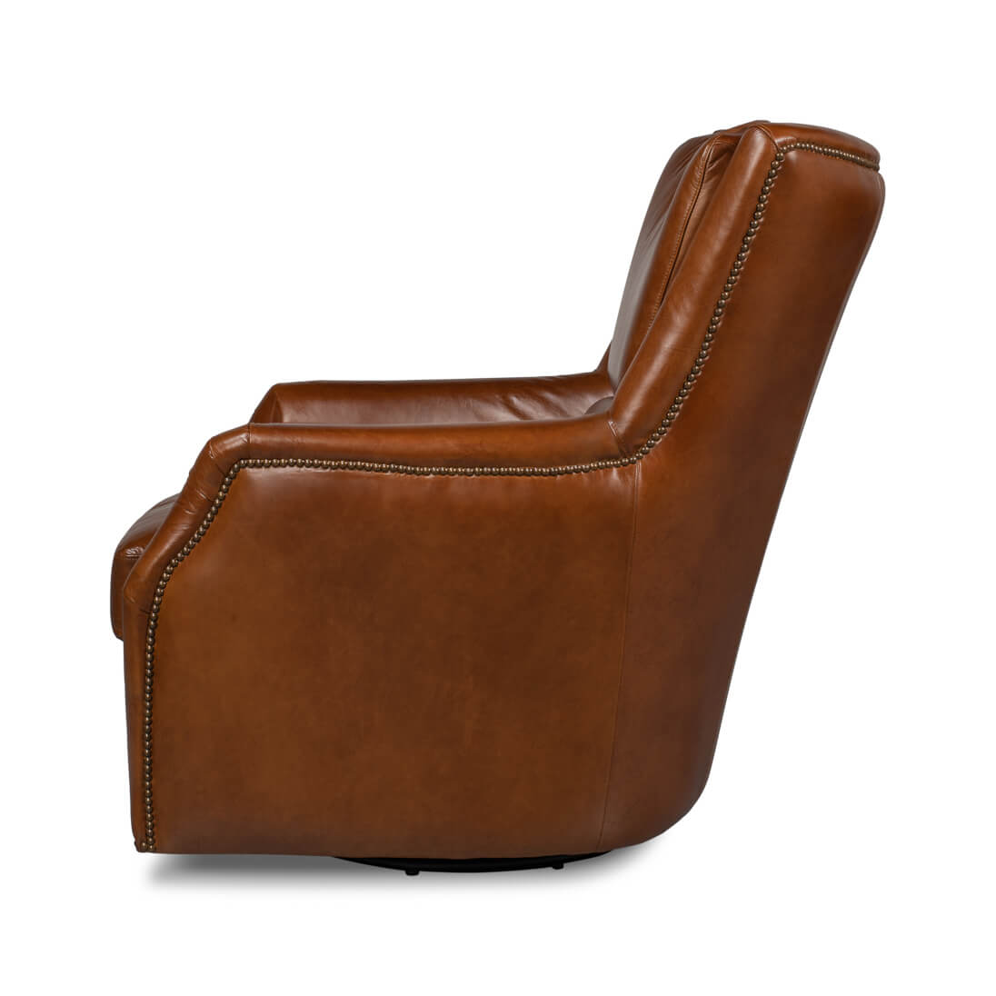 Traditional Leather Swivel Chair - English Georgian America