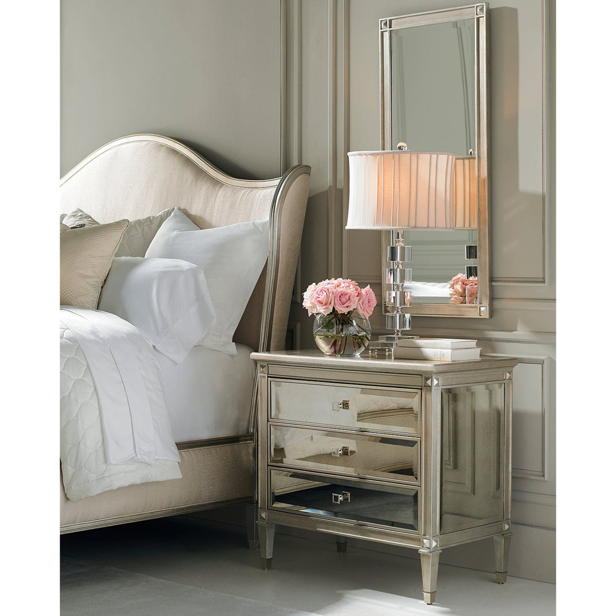 Transitional Style Upholstered King Bed - English Georgian America