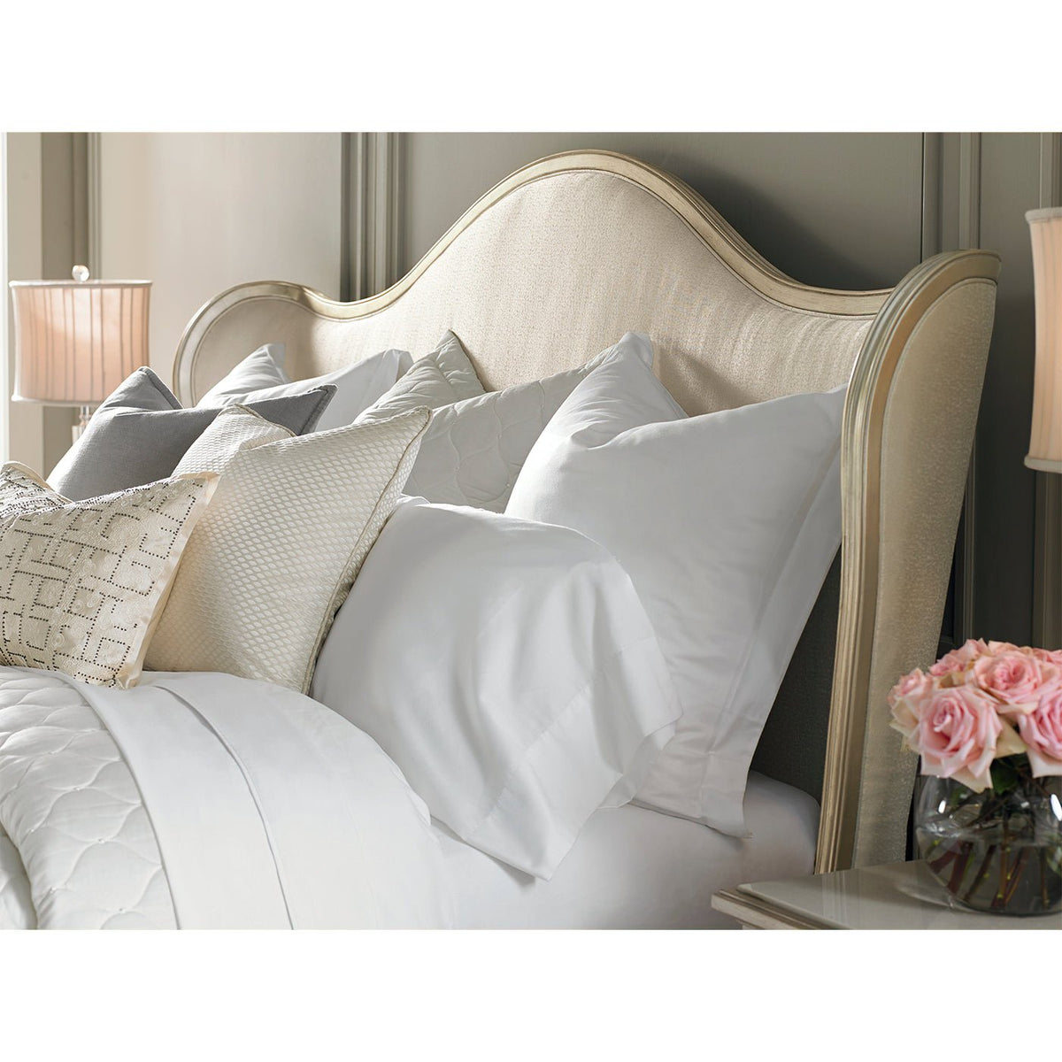 Transitional Style Upholstered King Bed - English Georgian America