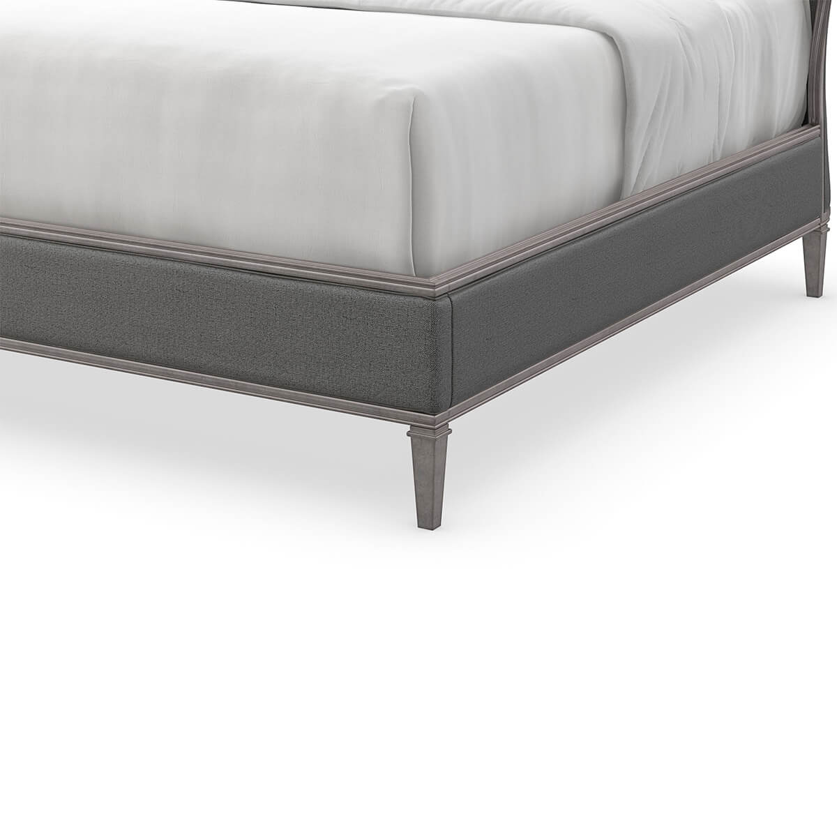 Transitional Style Upholstered Queen Bed - Sea Smoke - English Georgian America